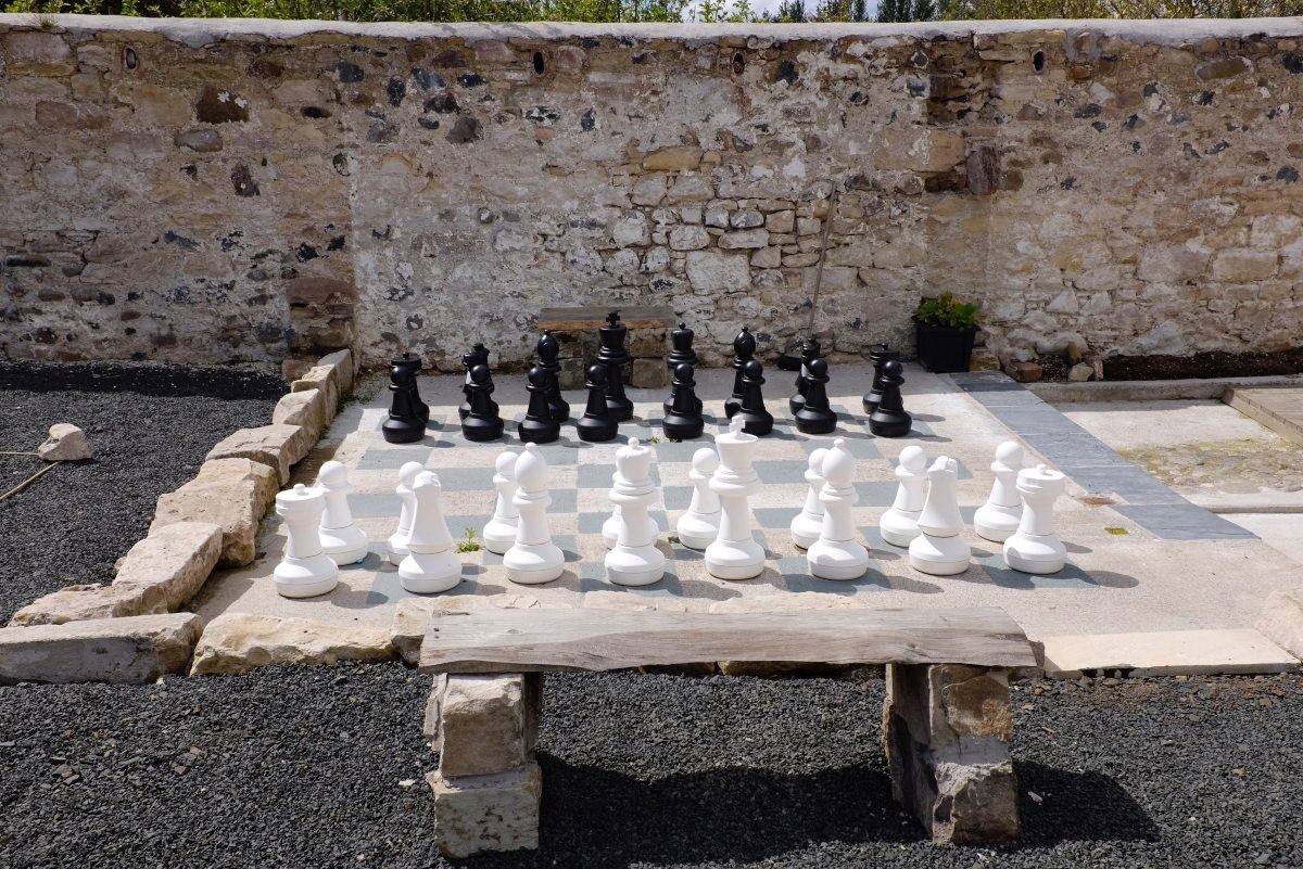 Heiton Mill House - giant garden chess board