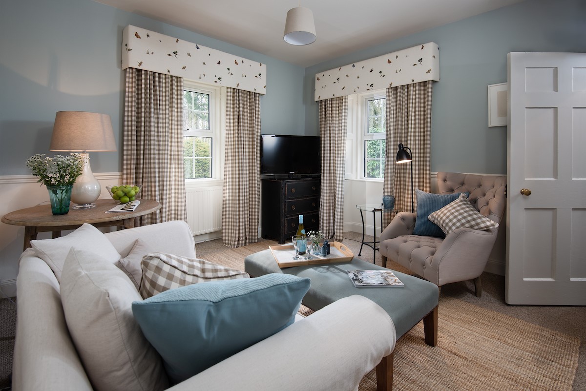 West Lodge - living room in restful Farrow & Ball