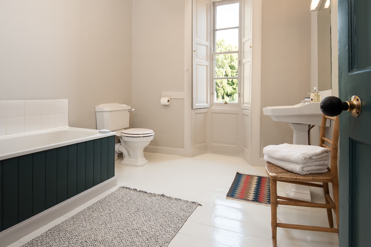 Cloister House - family bathroom with bath, WC and basin