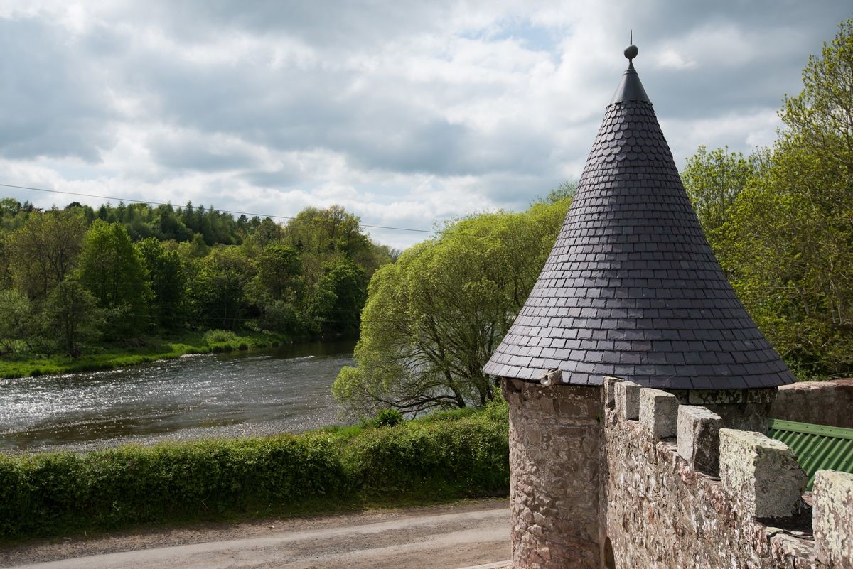Dryburgh Stirling Two - view of the River Tweed with fairytale turret