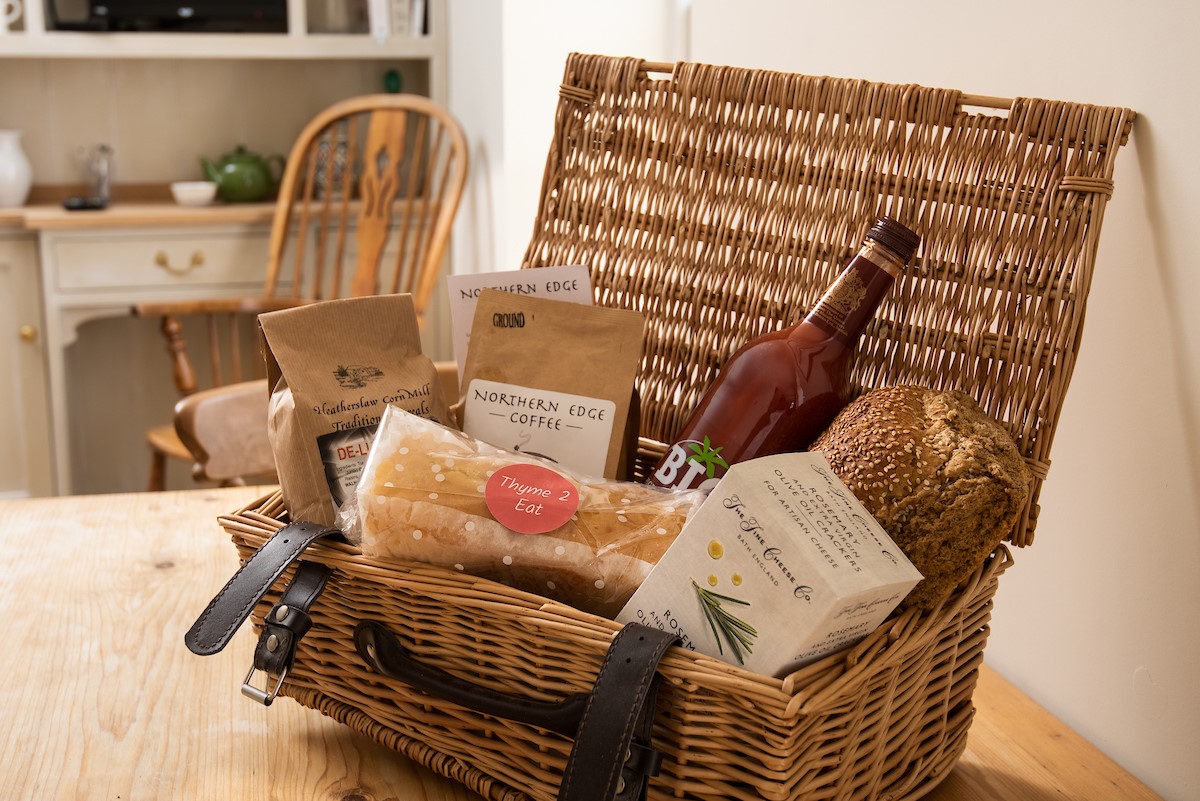 Housedon Haugh - welcome basket of local treats