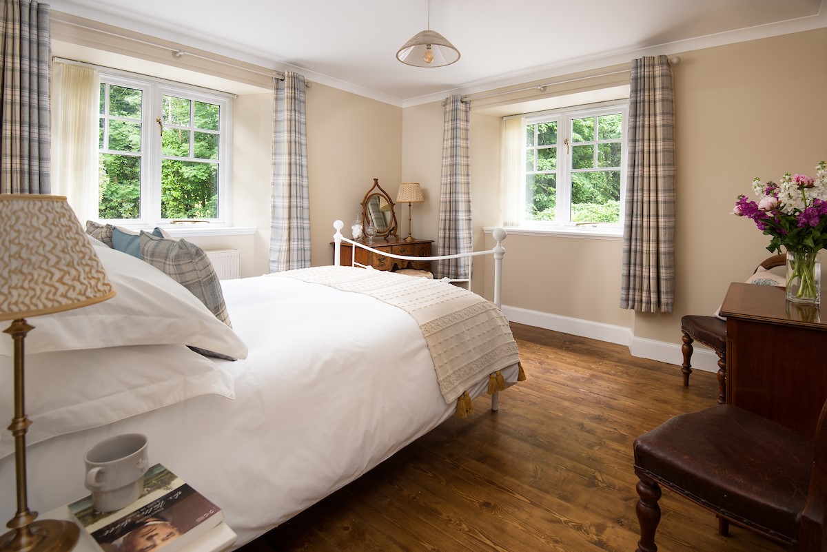 East Lodge at Ashiestiel - dual aspect views over the surrounding countryside from the double bedroom