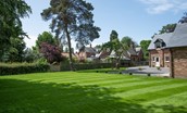 Partridge Lodge - the expansive rear lawn area with plenty of room for games and picnics; lawn croquet is available