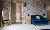 Fairnilee House - Inchcape - plush sofa and freestanding mirror