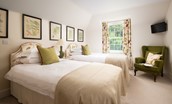 Crailing Coach House - bedroom two with twin beds