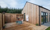 The Willow - direct access from bathroom onto wooden decking area with outdoor Shaanti Bath