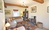 Old Mill Cottage - sitting room with wood burning stove