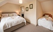 Bowmont Cottage - bedroom two with king size bed and single bed