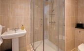 Dryburgh Stirling One - bedroom two en suite bathroom with walk-in shower, WC and basin