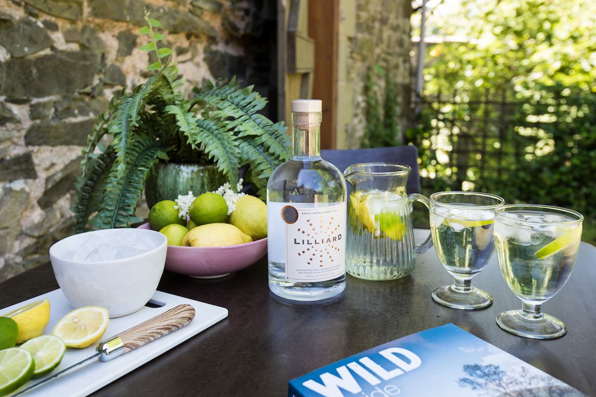Lilliard gin at a Crabtree & Crabtree holiday cottage in the Scottish Borders