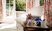 Eslington Lodge - relax in a sunny spot with a refreshing cup of tea