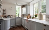 Gardener's Cottage, Twizell Estate - bright and airy kitchen with range cooker and integrated fridge, freezer and dishwasher