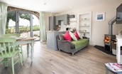 Romilly - the stylish lounge area with a wood burning stove