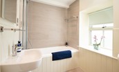 Old Granary House - bathroom featuring a bath with shower over and heated towel rail