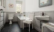 Old Purves Hall - en-suite with bath and separate hand-held shower attachment