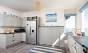 The Fairway - well-equipped kitchen with Belling range cooker, 5-ring electric hob, large American style fridge/freezer, dishwasher and microwave