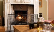 The West Wing, Capheaton - the ornate mantlepiece houses the cosy open fire