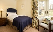 Old Granary House - bedroom four with a single bed and charming Juliet balcony