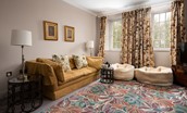 Old Purves Hall - relax on the sofa or sheep skin bean bags in the second floor sitting room