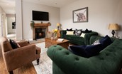 Granary View, Brockmill Farm - comfortable seating, Smart TV and cosy log burner in the sitting room