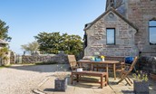 Lindisfarne View - the patio area to the rear with garden furniture