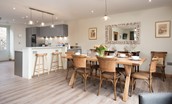 Old Granary House - dining area to seat eight with additional breakfast bar seating overlooking the kitchen