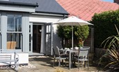Number Nine, Lanchester - the sunny terrace area with outdoor dining area