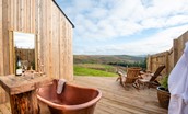 The Elm - relax and enjoy views of the valley whilst taking a soak in the copper Shaanti bath